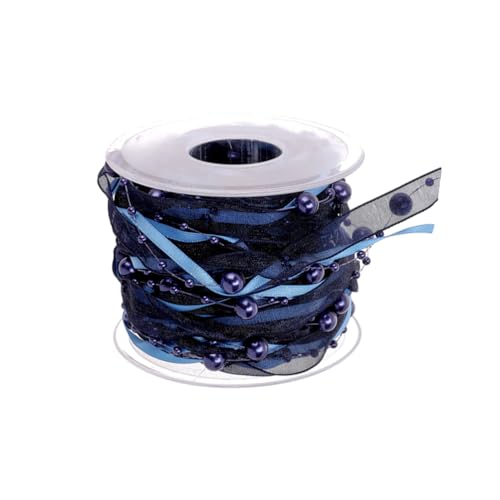 Amosfun 1 Rolle Perlenband Organza Blau Luxusband Chiffon Geschenk Schleife Haarschmuck Hochzeitsband Perlenbesatz Geburtstagsband Perlenbänder Basteln Bandlieferanten Blumen Braut Gewirr von Amosfun