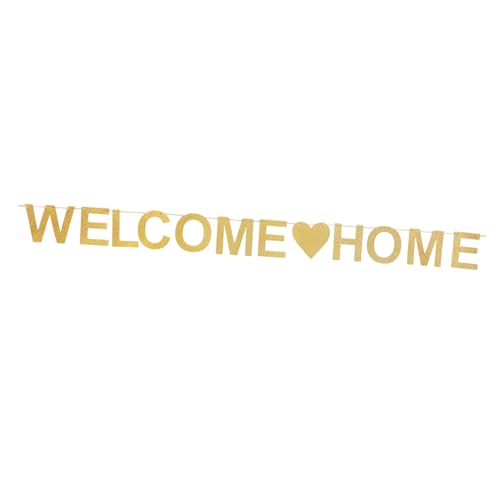 Amosfun Gold Willkommen Zu Hause Pull Flagge Party Banner Dekorationen Brief Homecoming Zeichen von Amosfun