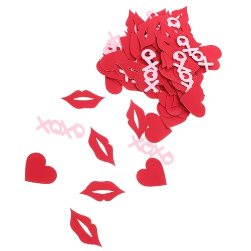 Amosfun 1 Satz Valentinstag-Konfetti Rote Herzen Lippen-Konfetti Valentinstag-Deko-Papier-Konfetti Für Hochzeit Jahrestag Verlobung Junggesellenabschied von Amosfun
