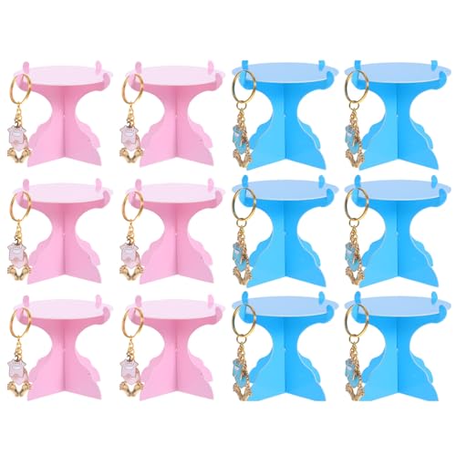 Amosfun 1 Set Geschlecht Offenbaren Dusche Party Dekorationen Fußabdruck Schlüsselanhänger Mini Cupcake Rack Für Gäste Dusche Tischdekoration von Amosfun
