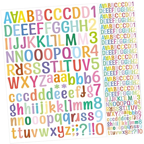 Amosfun 10 Blatt Bunte Selbstklebende Buchstaben und Zahlenaufkleber Set Wetterfest für Kreative Bastelprojekte Geeignet für Türen Fenster Postkästen und von Amosfun