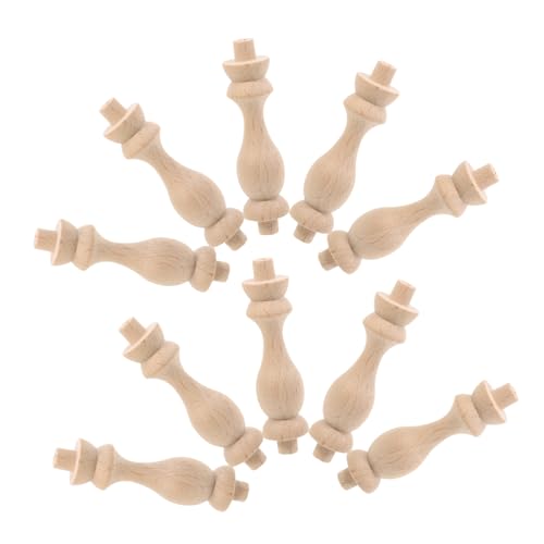 Amosfun 10 Stück Dekorative Unbemalte Holzsäulen für Diy Treppenmöbel Römische Säulen für Bastelprojekte Möbelstützen mit Feinen Schnitzereien von Amosfun