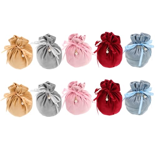 Amosfun 10 Stück Mini Schmuck und Süßigkeitstaschen für Hochzeiten Partys und Reisen Elegant mit Perlenakzenten von Amosfun