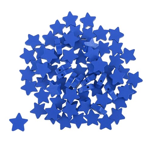 Amosfun 100 Stück Holzperlen in Sternform Patriotic DIY Schmuckzubehör für Unabhängigkeitstag Armband Halskette Kreative Bastelprojekte Anhänger Dekoration von Amosfun