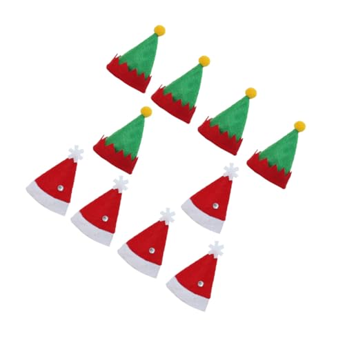 Amosfun 10St lovely kuschelig Weihnachts-Party-Hut-Ornament Lutscherhut Kuchendekorationen geschenk Mini-Weihnachtsmütze für Lutscher Mini-Süßigkeitshut Weihnachten Kunsthandwerk Puppe von Amosfun
