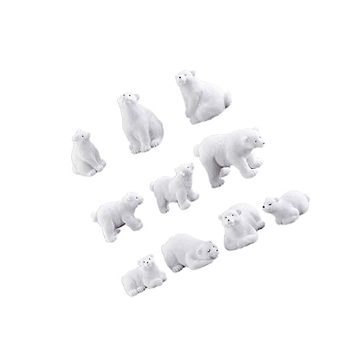 Amosfun Eisbär-Ornament-Set Aus Kunstharz 11-teilig Mini-eisbären Weiß Einzigartiges Desktop- Und Landschaftsornament von Amosfun