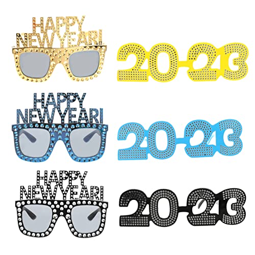 Amosfun 12 Stk 2023 Brille Party-brillengestell Brillengestelle Kostümzubehör Für Das Neue Jahr Brille Für Das Neue Jahr Kreative Brillen Frohes Neues Jahr Brille Schokoriegel Foto Gläser von Amosfun
