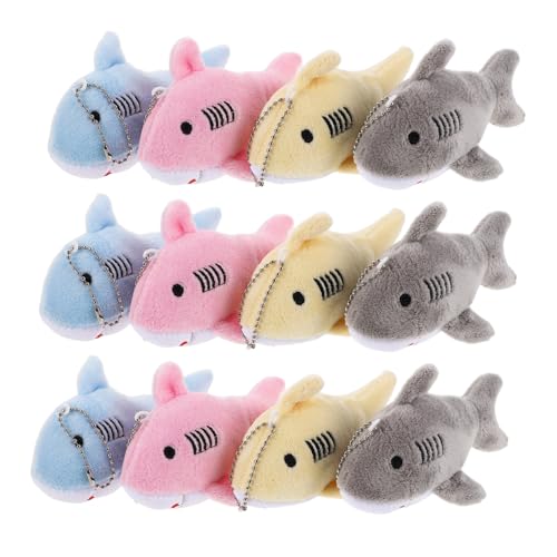 Amosfun 12 Stück Mini Plüsch Hai Schlüsselanhänger Weiche Bunte Hai Taschenanhänger und Schlüsselring Charms Meerestier Partyfüller und Rucksack Dekoration für Erwachsene von Amosfun