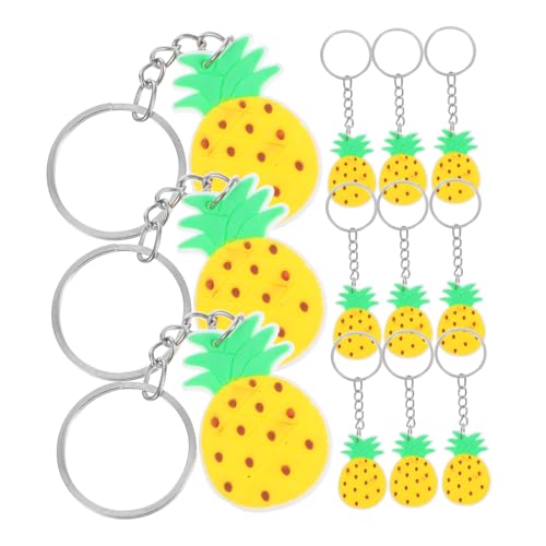 Amosfun 12 Stück Sommerparty Schlüsselbund Schlüsselanhänger Schön Hawaiianische Partyartikel Obst-schlüsselanhänger Ananas -schlüsselbund Hawaiianische Party Bevorzugt Zinklegierung Gelb von Amosfun