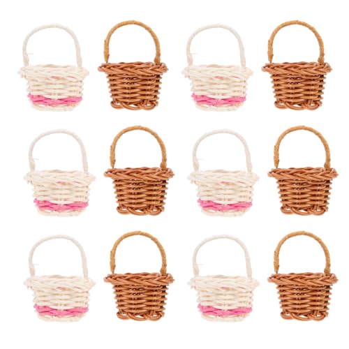 Amosfun 12st Mini-einkaufskorb Verschwender Minikorb Zum Basteln Tischdekoration Korb Für Hochzeitsmädchen Spielzeugnahrung Süßigkeitenkörbe Winzig Deckel Miniatur Behälter Klein Bambus von Amosfun