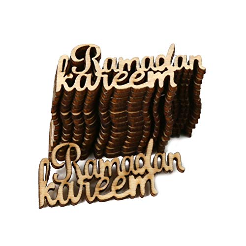 Amosfun 15 stücke Unfinished Holz Ausschnitt Natürliche Holz Ramadan Kareem Stücke Weniger Bairam Dekorationen für Eid Partydekorationen von Amosfun