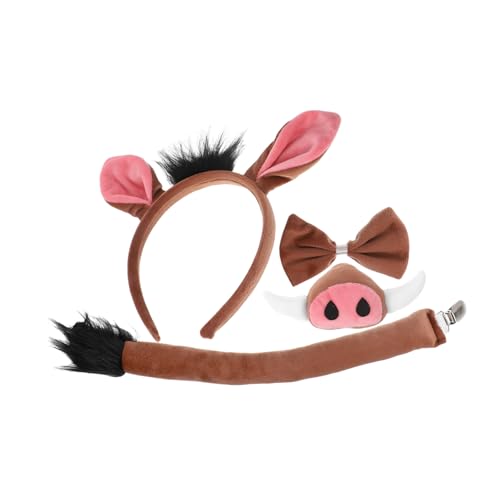 Amosfun 1Satz Schweinekostüm Zubehör Set für Teiliges Set mit Stirnband Fliege und Nase für Halloween Kindertag und Cosplay für Maximalen von Amosfun