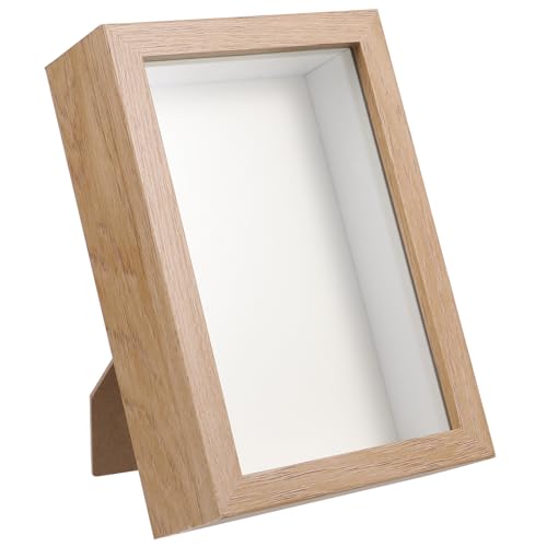 Amosfun 1Stk 3D Hohler Fotorahmen Aus Holz, Kreativer Pflanzenprobenhalter, Bilderrahmen Schattenbox FüR Schlafzimmer, Wohnzimmer, Esszimmer Dekoration, 6 Zoll (10.1 * 15.2cm) 原木色 von Amosfun