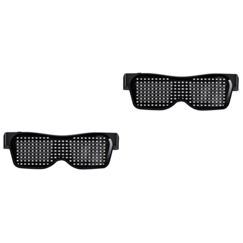 Amosfun 2 Paare LED Leuchtbrille mit App Steuerung Kabellose Partybrille mit Musik Synchronisation Komfortable Nasenpads Vielseitig für Festivals und Alltagsdeko Schwarz Weiße LED Brillen von Amosfun