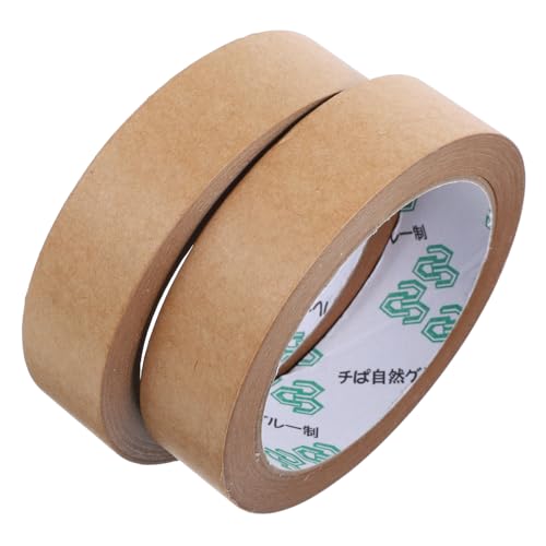 Amosfun 2 Rollen Diy -versiegelungsband Weiß Streifen Wickeln Heften Verpackung Verstärken Verstärkt Klebrig Klebeband Hochleistungs-packband Papier Light Brown von Amosfun