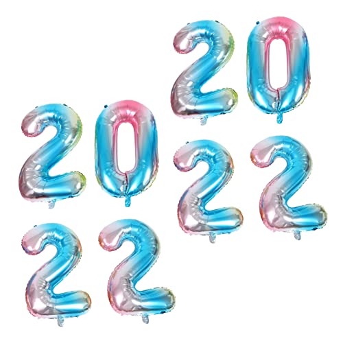 Amosfun 2 Sätze Ballon 2022 Luftballons Für Silvester Farbverlaufsballons Partydekorationen Für Das Neue Jahr Nummernballons Aus Folie Glücklich Gradient Aluminiumfolie Partybedarf von Amosfun