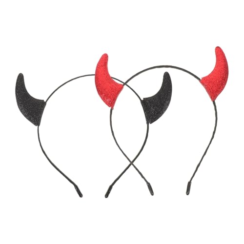Amosfun 2 Stück Glitzernde Teufelshörner Haarreif Leichte Metallhörner Vielseitiger Halloween Karnevals-stirnband für Damen Herren Auffälliges Kostümzubehör Party Cosplay von Amosfun