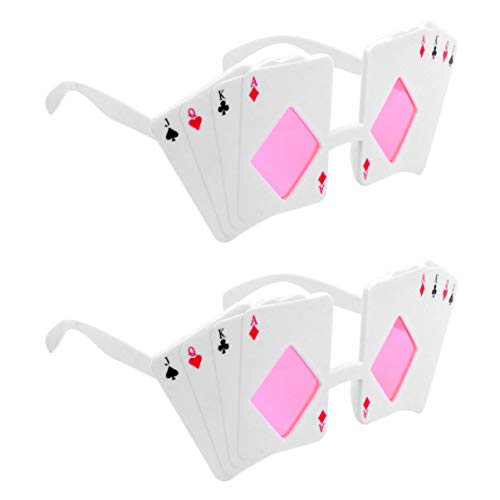 Amosfun 2 Stück Halloween-Brillen Neuheit Spielkarten Maskerade Eyewear Foto-Requisiten für Poker-Themen-Party Prop (Weiß) von Amosfun