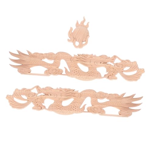Amosfun 2 Stück Holzschnitzerei-Dekoration Schrankdekor Holz geschnitzte Ecke Mantels Kommode Overlay Möbel Applikation unbemalte, aus Holz geschnitzte Applikation Barockapparat Beige von Amosfun