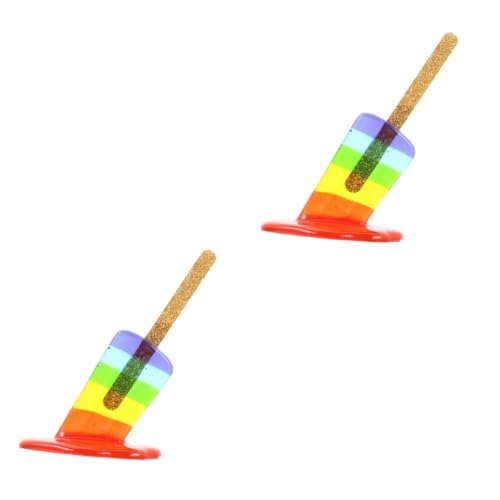 Amosfun 2 Stück Schmelzendes Eiscreme Ornament aus Harz Sommerliche Tischdeko für Zuhause Realistische Gestaltung Farbenfroh und für Partys und Dekoration von Amosfun