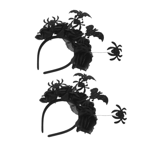 Amosfun 2 Stück Teiliges Halloween Gothic Haarband mit Schwarzer Fledermaus und Spinne Leichtes Schwarzes Stirnband Festliches Kopfschmuck Tag der Toten Maskerade und Kostümparty von Amosfun