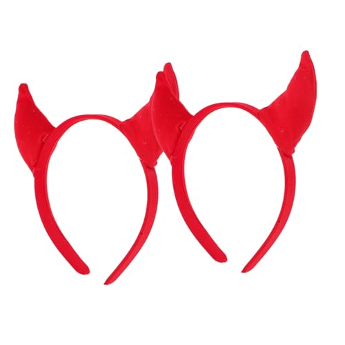 Amosfun 2 Stück Teufelshörner Haarreif für Damen und Halloween Kostüm Zubehör für Themenpartys und Fotorequisiten Rotes Dämonen Stirnband von Amosfun