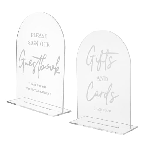 Amosfun 2 Stück Transparentes Hochzeitstischschild mit Ständer Stilvolle Kalligraphie Tischkarte für Sitzplatzanzeige Stabiler Sockel für Hochzeitsfeier Empfang und Partydekoration von Amosfun