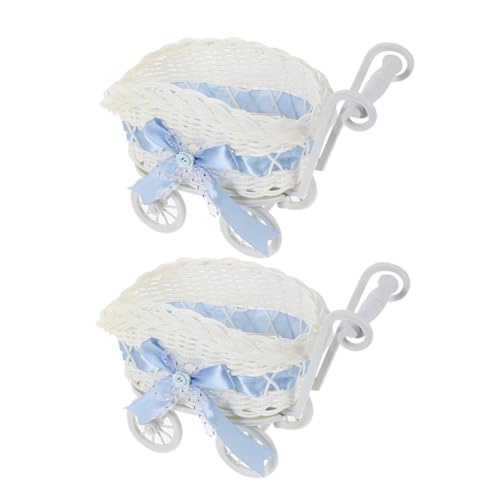 Amosfun 2 Stück Woven Trolley Körbe Dekorative Hochzeit Party Körbe Imitation Rattan Trolley für Süßigkeiten Vielseitige Verwendung für Shower Feiern von Amosfun