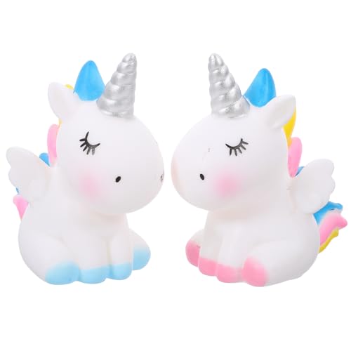 Amosfun 2 Stücke Einhorn Kuchen Topper Kuchendeko Tortendeko Tortenfigur Dekofigur Büro Schreibtisch Auto Armaturenbrett Figur Cupcake Dekoration für Baby Mädchen Kinder Geburtstag von Amosfun