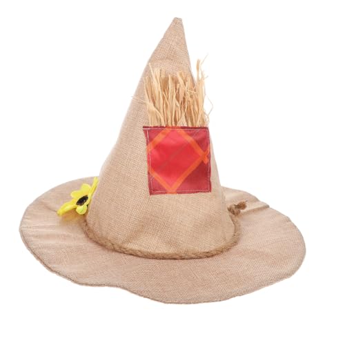 Amosfun 2 Stücke Hexen Hut Thanksgiving Fall Yard Ornamente Halloween-Party-Hexenhut Stroh Hexen -Sonnenblumenhut Scarecrow Witch Cosplay Requisite Hexenhut Sonnenblume Leinen- Beige von Amosfun