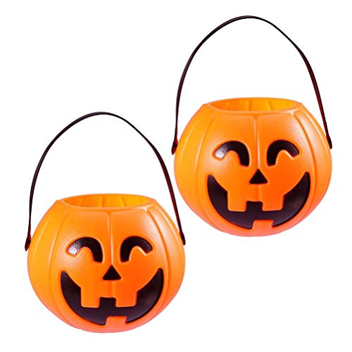 Amosfun 2 x Halloween-Kürbis-Eimer, tragbarer Kürbis-Eimer für Süßigkeiten, Kürbis-Eimer für Halloween, Party-Dekoration, Zubehör, 17 cm, Orange Amosfun 2 x Halloween-Kürbis-Eimer, tragbarer Kürbis-Eimer für Süßigkeiten, Kürbis-Eimer für Halloween, Party-Dekoration, Zubehör, 17 cm, Orange von Amosfun