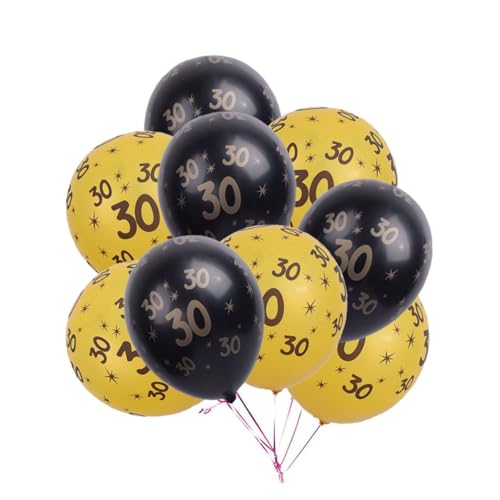 Amosfun 20 Stück 12 Geburtstag Gummiballons Goldrand Luftballons aus Aluminiumfolie schwarzer Ballon Dekor Zahlenballons Geburtstag Luftballons Latexballons zum Geburtstag runden schmücken von Amosfun