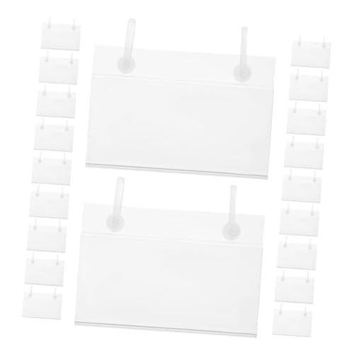 Amosfun 20 Stück Etikettenhalter Korbetiketten Aufclipsen Preismarker-etiketten Aufstecketiketten Für Vorratsbehälter Etiketten Für Mülltonnenklammern Für Körbe Transparent Pvc von Amosfun