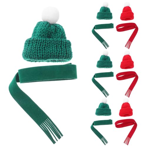 Amosfun 20 Stück Niedliche Strickmützen und Schals für Diy Weihnachtsdekorationen Puppen Flaschenstopfen und Festtagsprojekte in Klassischem von Amosfun