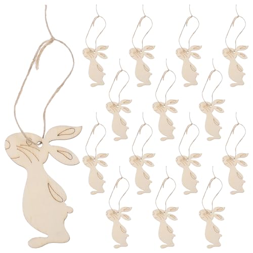 Ostern Anhänger Holz Hasen Kaninchen Figur Holzscheiben mit Loch Baumscheiben Geschenkanhänger Hängende Ostern Dekoration zum Bemalen Basteln mit Schnur Khaki 20 Stück Ostern Anhänger Holz Hasen Kaninchen Figur Holzscheiben mit Loch Baumscheiben Geschenkanhänger Hängende Ostern Dekoration zum Bemalen Basteln mit Schnur Khaki 20 Stück von Amosfun
