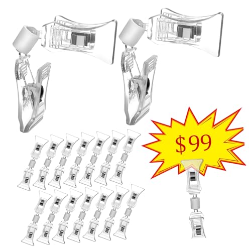 Amosfun 20 Stück Transparenter Clip Etikett Inhaber Clips einseitig groß Name Verkaufsschilder für Einzelhandelsgeschäfte Supermarkt-Preisclip Preisanzeige -Material von Amosfun