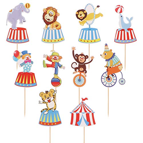 Amosfun 20 Stück Zirkus-Cupcake-Topper Zirkus Karneval Geburtstag Dekoration Zirkus Babyparty Dekoration Zirkus Geburtstag Party Supplies von Amosfun