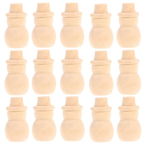 Amosfun 20 Stücke Holzfiguren zum Bemalen und Basteln Figurenkegel Holz Schneemann Figur Tannenzapfen Weihnachtsbaum DIY Tortenfigur Spielfiguren Holzkegel für Weihnachten Tortendeko von Amosfun