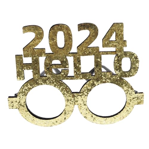 Amosfun 2024 Glitzernde Neujahrsbrille Frohes Neues Party-brillen-dekore New Year Partyzubehör Für Silvester Foto Requisiten Partybrille Feiergläser Hut Europäisch Und Amerikanisch Plastik von Amosfun