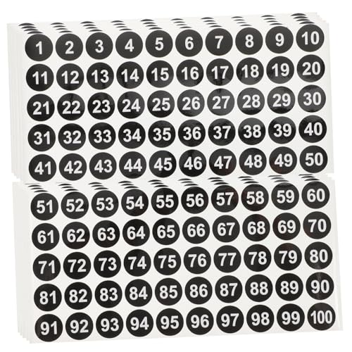Amosfun 20Blätter Runde Zahlenaufkleber Selbstklebende Papiernummern Wasserfeste Seriennummer Etiketten für Ordnung und Identifikation Büro und Zuhause von Amosfun