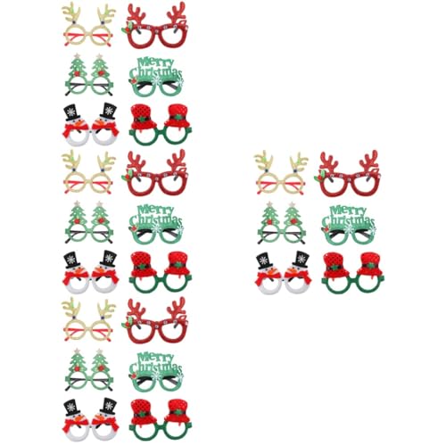 Amosfun 24 Paare Weihnachtsgläser Weihnachtsbrille Weihnachtsgeschenke Weihnachtsdekoration Rahmen Mit Weihnachtsmotiven Schneemann-brille Partybrille Baumwollfüllung Blitz Geweih von Amosfun