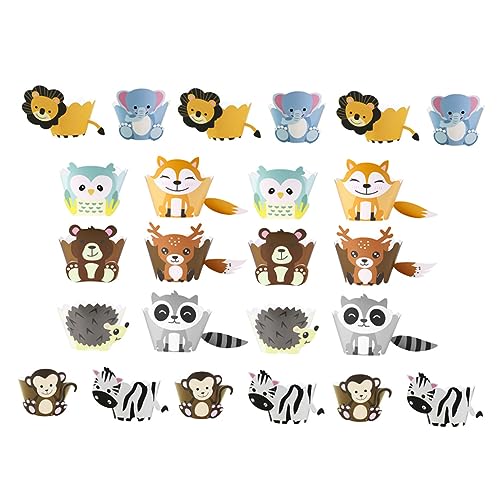 Amosfun 24 Sätze Karton Tier Cupcake Wrappers von Lustigen Tier Designs Tortendekoration für Geburtstagsfeiern und Feste Einfach zu Verwenden Leicht und Ansprechend Amosfun 24 Sätze Karton Tier Cupcake Wrappers von Lustigen Tier Designs Tortendekoration für Geburtstagsfeiern und Feste Einfach zu Verwenden Leicht und Ansprechend von Amosfun