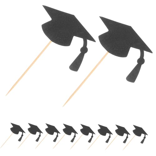Amosfun 24 Stück Kuchendekoration Der Abschlusssaison Herzlichen Glückwunsch, Absolvent, Cupcake-topper Dekorationen Für Abschlusskappen Glückwunsch Grad Dekorationen Black Papier von Amosfun