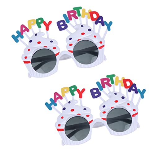 Amosfun 2St Kuchengläser Fotoautomaten-Requisiten zum Geburtstag Tanzparty Ornament Dekor lustige Partybrille Geburtstagsparty-Brille Pappbecher schmücken Schminkspiegel Sonnenbrille Weiß von Amosfun