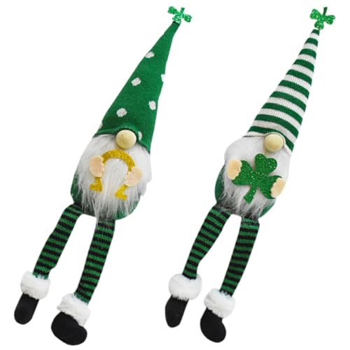 Amosfun 2St gesichtslose Puppe Bausatz Frosch-Statue Ferienzwerge ausgestopft Mädchen Gnom buchregal Dekoration wichtelpuppe dekosand grün Festival- Festival-Desktop-Schmuck Stoff von Amosfun