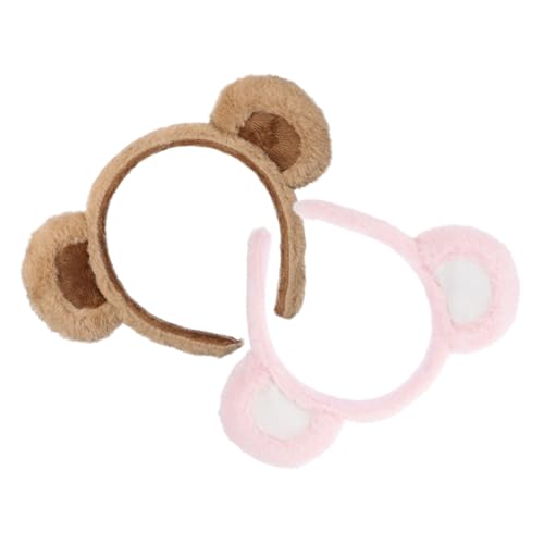 Amosfun 2Stücke Bärenohren Haarband Flauschiges Stirnband für Make Up Gesichtspflege und Tier Cosplay Verstellbar und Bequem für Damen und Süße Kopfbedeckung Amosfun 2Stücke Bärenohren Haarband Flauschiges Stirnband für Make Up Gesichtspflege und Tier Cosplay Verstellbar und Bequem für Damen und Süße Kopfbedeckung von Amosfun