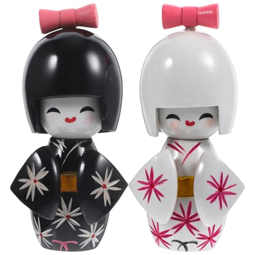 Amosfun Kinionic Doll 3 Teiliges Set Japanische Kimmono Puppen Holz Deko Figuren FüR Wand- Und Restaurant Dekoration Umweltfreundlich Und Handgefertigt 9X5X5Cm von Amosfun