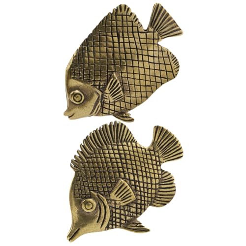 Amosfun 2st Miniatur-fischstatue Aqua Kleine Fischskulptur Vintage Fischfigur Halter Antike Fischstatue Fischglas Tank Mini-fischskulptur Glückstierstatue Fisch Figur Kupfer Light Brown von Amosfun