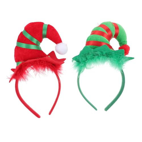 Amosfun 2 Stücke Weihnachten Kappe Stirnbänder Festliche Haar Bands Glocken Und Hut Für Party Weihnachten Party Haarband Zufällige Farbe von Amosfun