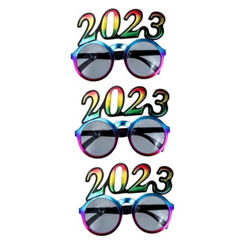 Amosfun 3 Paare 2023 Neujahrsbrille Partyzubehör Für Kinder Hawaiianische Sonnenbrille Glitzer Stirnband Brillen Requisiten Partydekorationen Für Das Neue Jahr 2023 Neujahrssonnenbrille von Amosfun